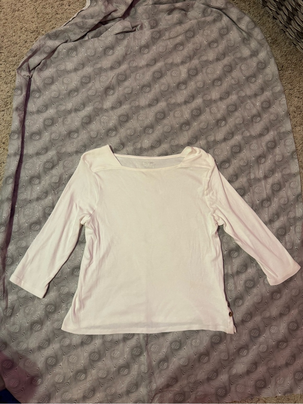 Chico’s Women's White Boatneck 3/4 Sleeve Top